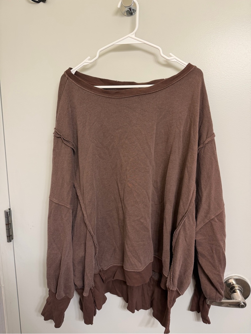 Free People We The Free Camden Sweatshirt in Chocolate Love NWT
